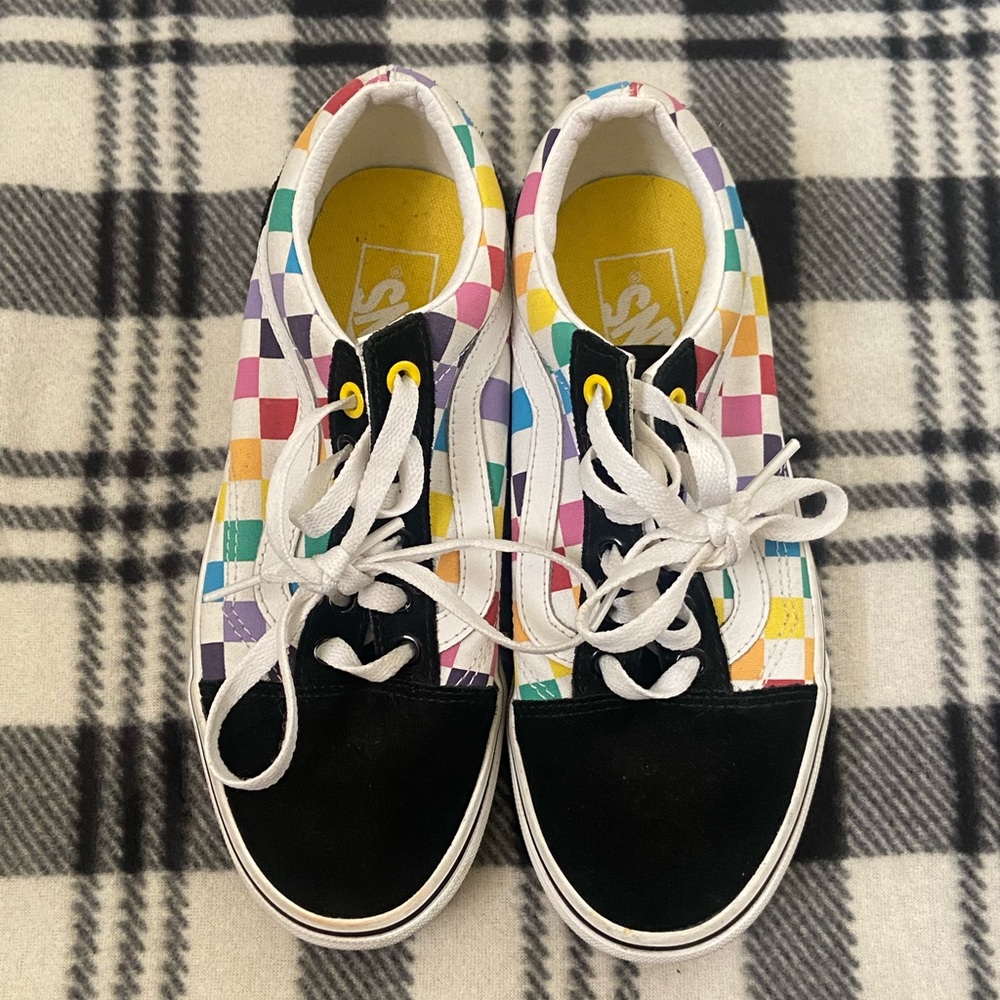 Colorful Checkered Vans, size 4.5
